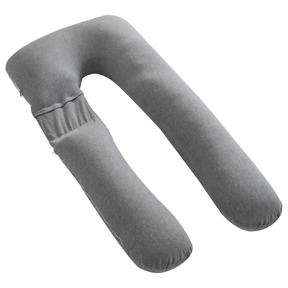 Moon - U Shaped Maternity Pillow With Back Support - Light Grey