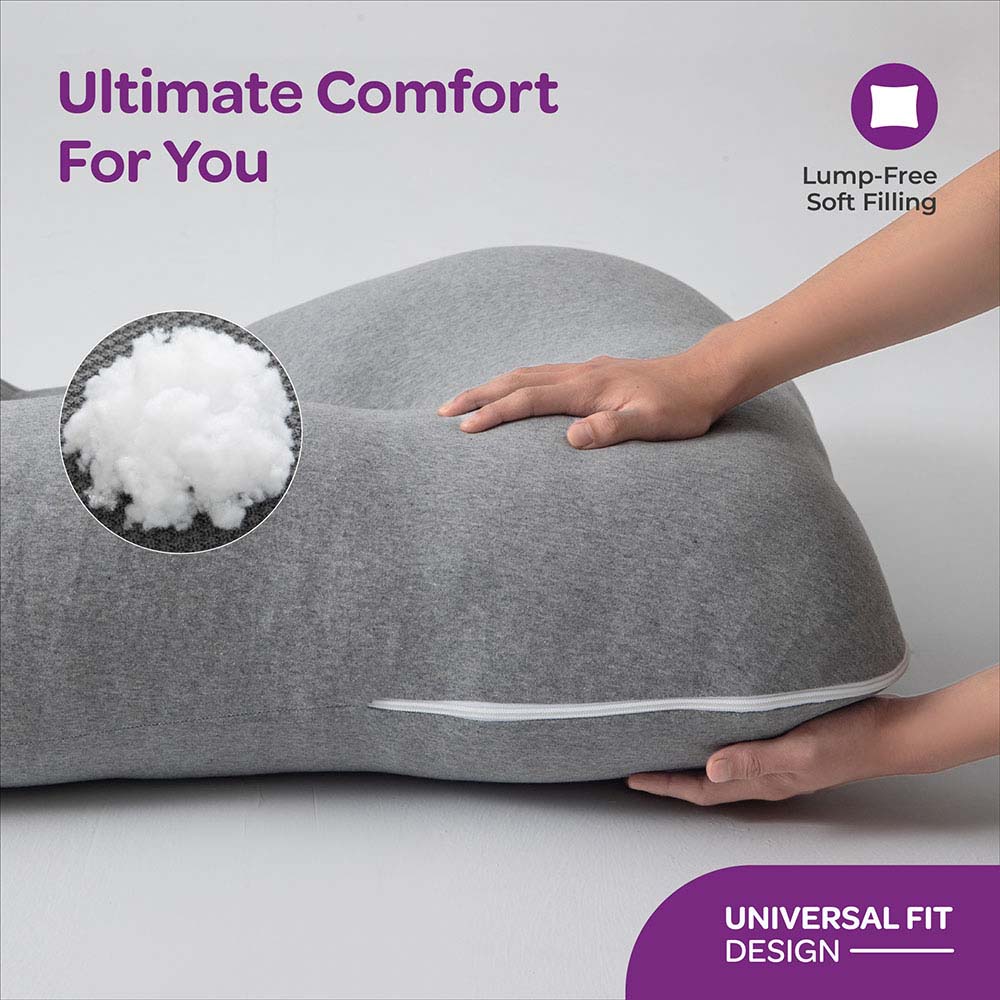 Moon - U Shaped Maternity Pillow With Back Support - Light Grey