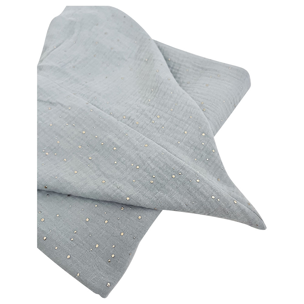 Mon.amelissa Personalized Arabic Ramadan Hooded Poncho Dusty Blue/Gold