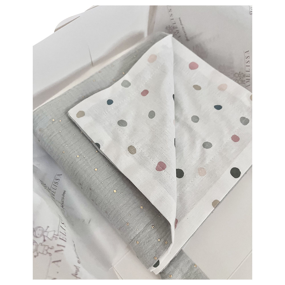Mon.Amelissa - Personalised Cotton Blanket With Hanger - Dusty Blue - 70x70cm