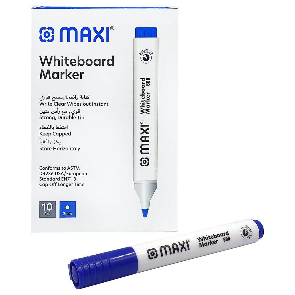 Maxi - Bullet Tip Whiteboard Marker - Blue - 10pcs