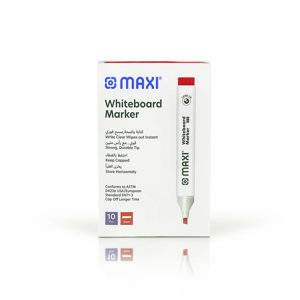 Maxi - Chisel Tip Whiteboard Marker - Red - 10pcs