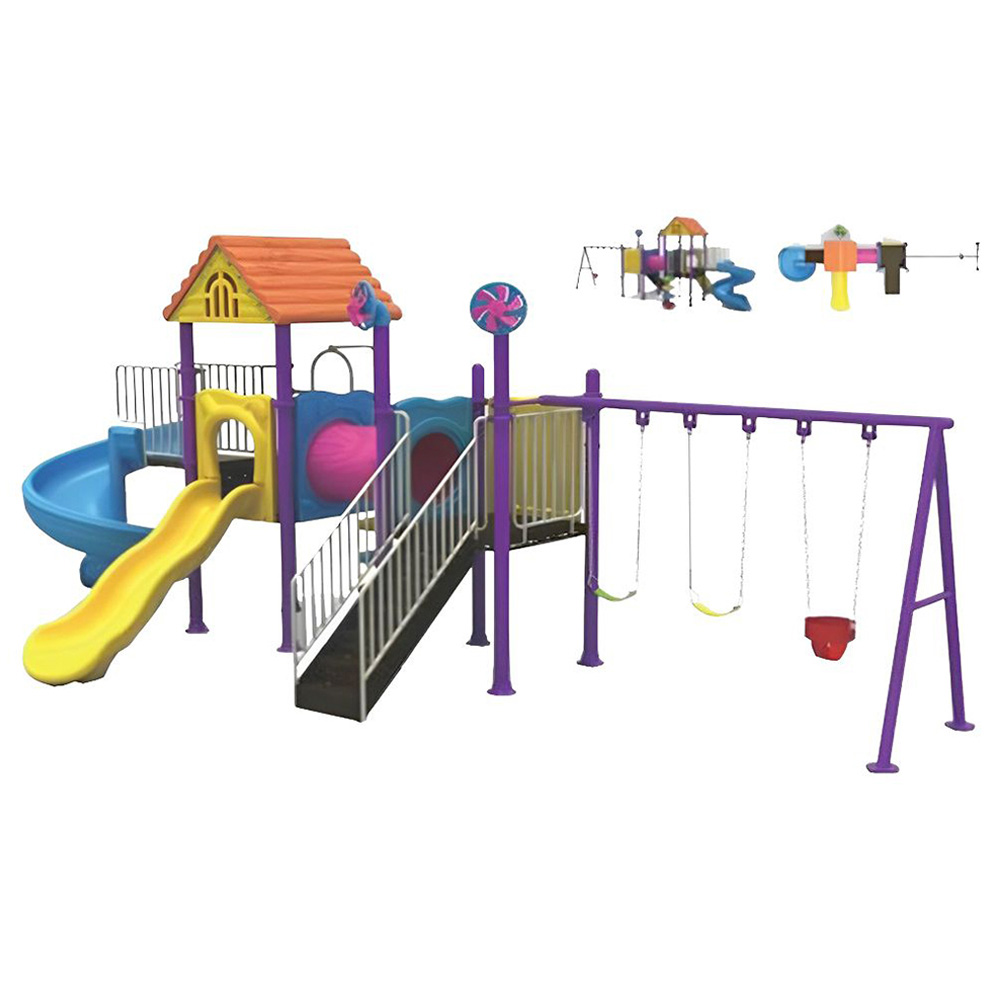 Myts - Outdoor Playground With 3 Swings and Backyard Slide