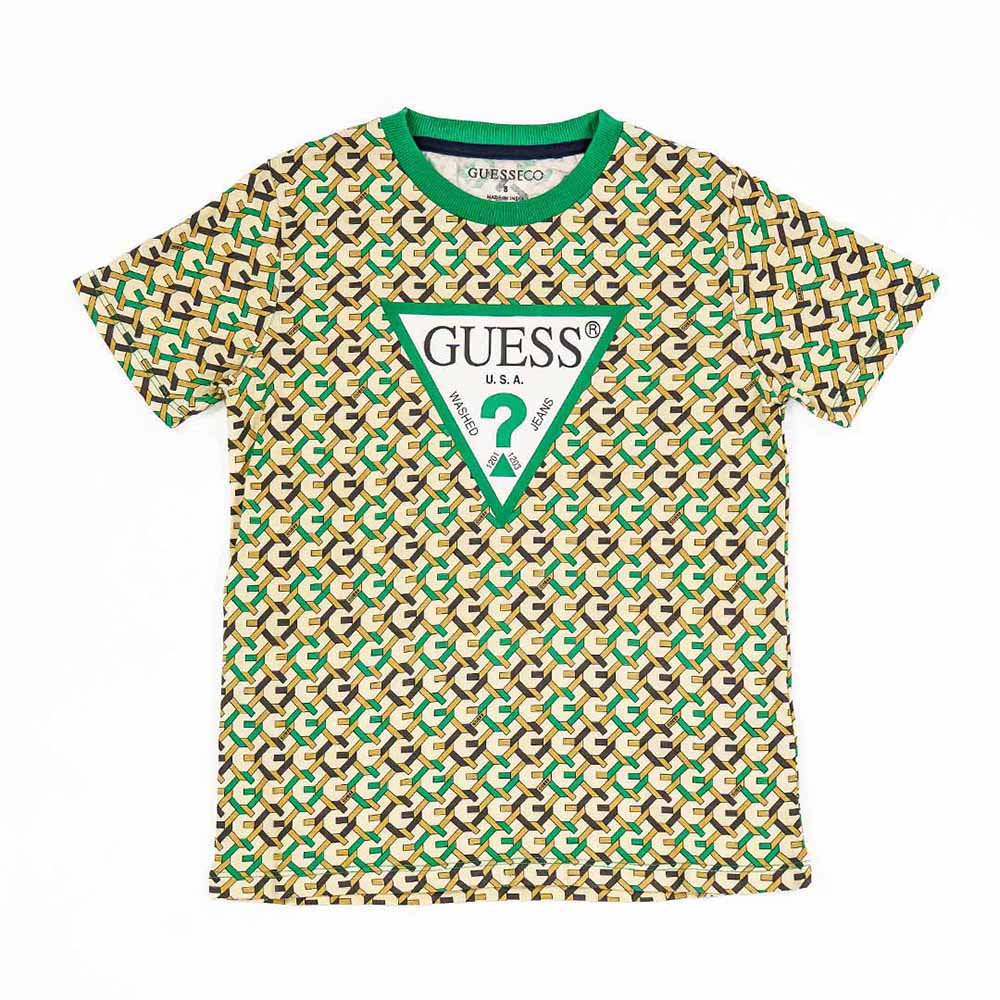 Guess - Boy's Printed Round Neck T-Shirt - Green