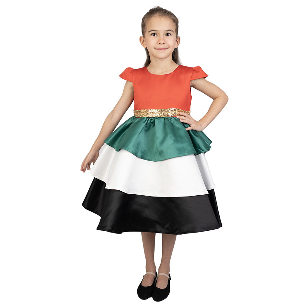 D' Daniela Uae National Day Flag Dress with Belt - Gold