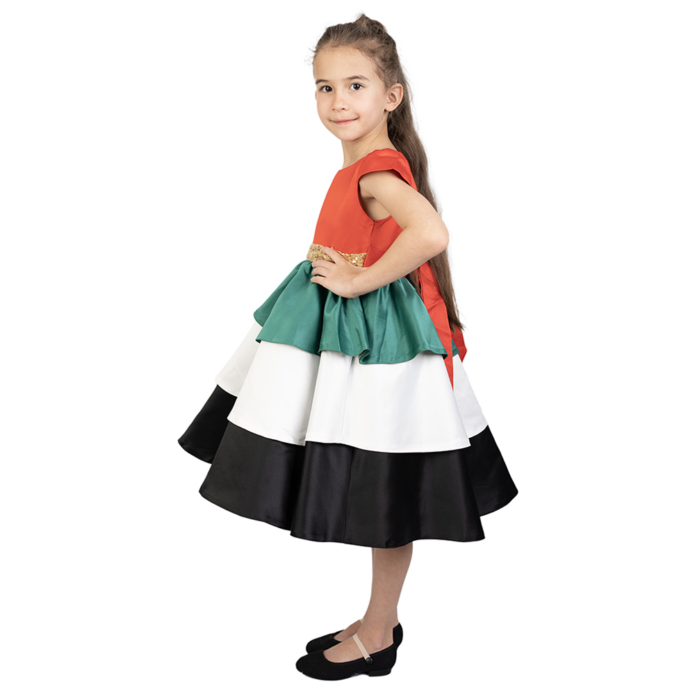D' Daniela Uae National Day Flag Dress with Belt - Gold
