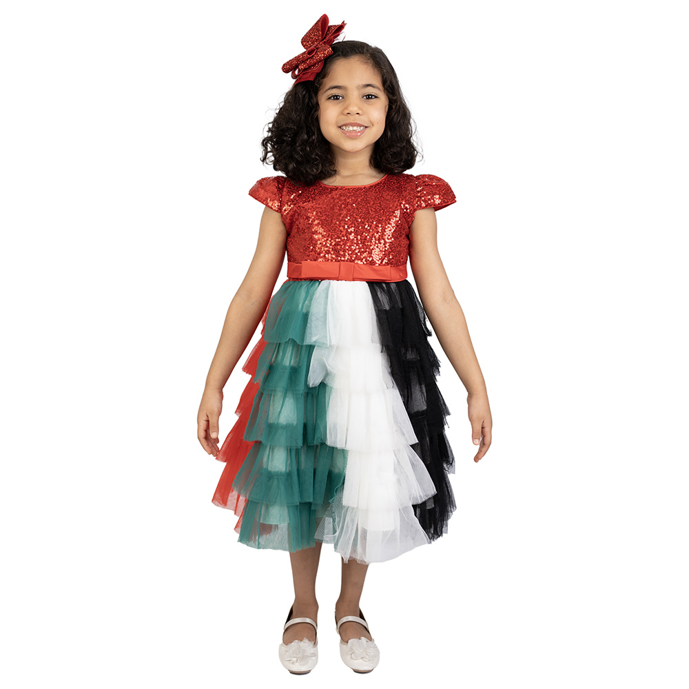 D' Daniela Girls' UAE National Day Glitter Dress