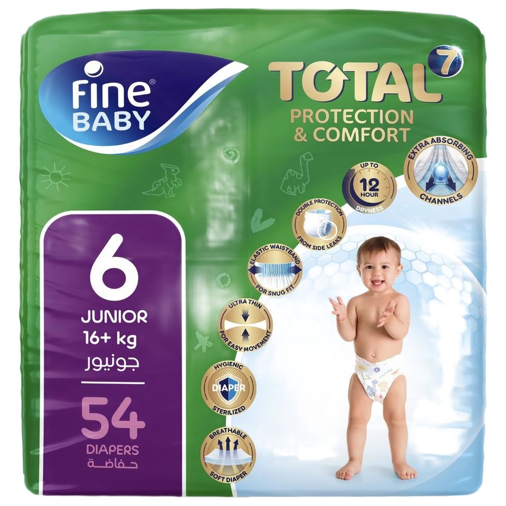 Fine Baby - Total 7 Diapers Size 6 Junior 16+kg - Pack of 54