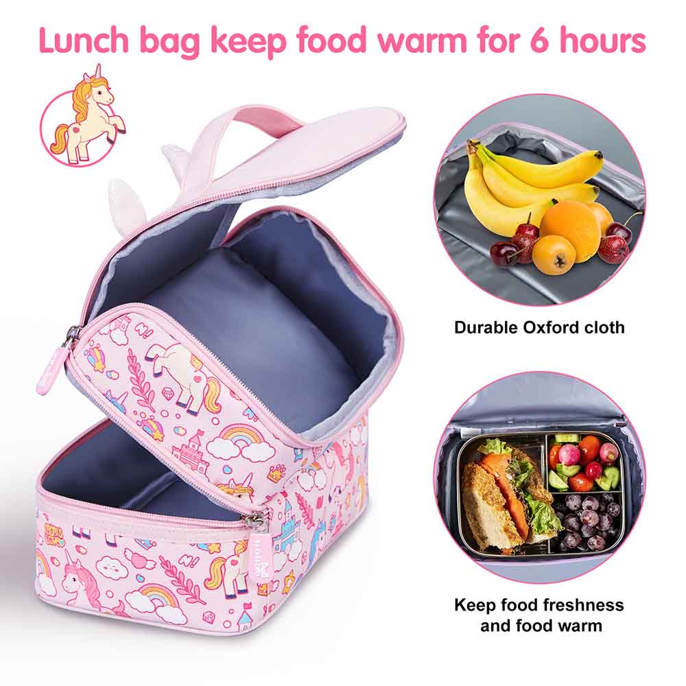 Nohoo - Unicorn Insulated Lunch Bag - Pink - 9.85-Inch