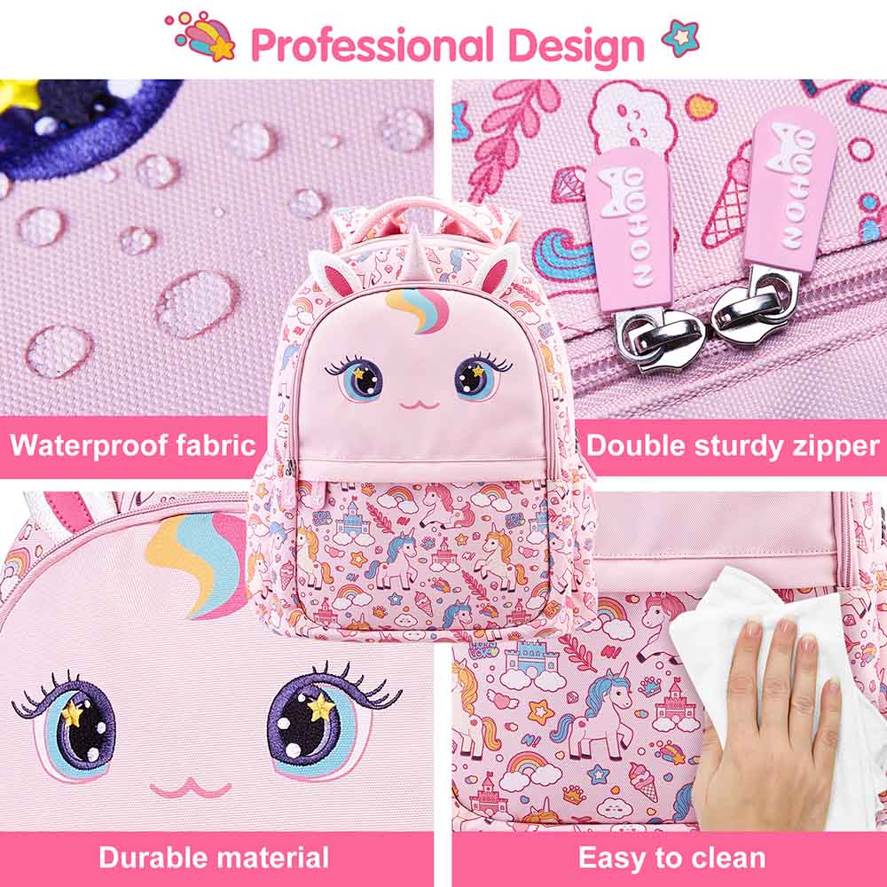 Nohoo - Unicorn School Backpack - Pink - 16-Inch/41cm