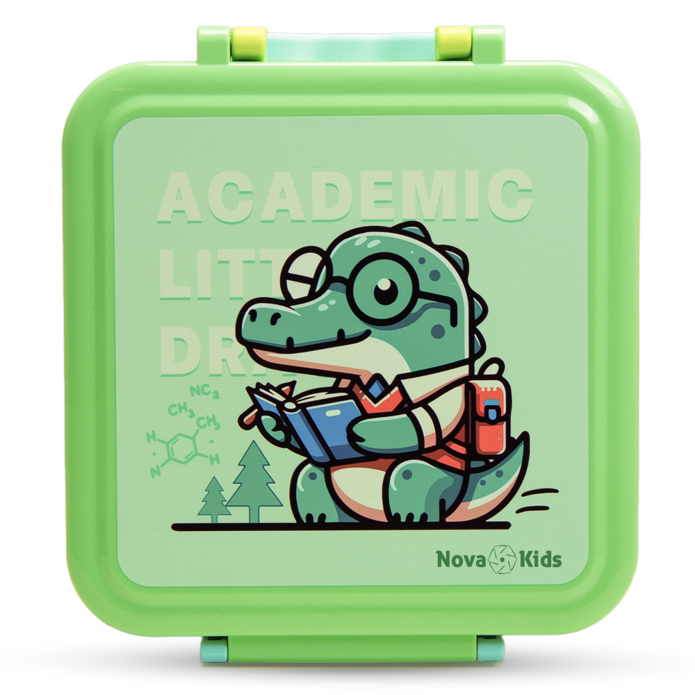 Nova Kids - Bento Lunch Box Set 3 Compartments - Dino Green