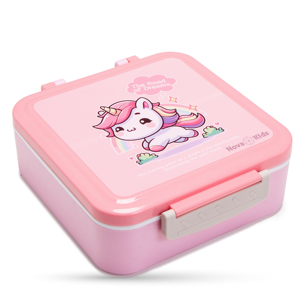 Nova Kids - Bento Lunch Box Set 3 Compartments - Unicorn Pink