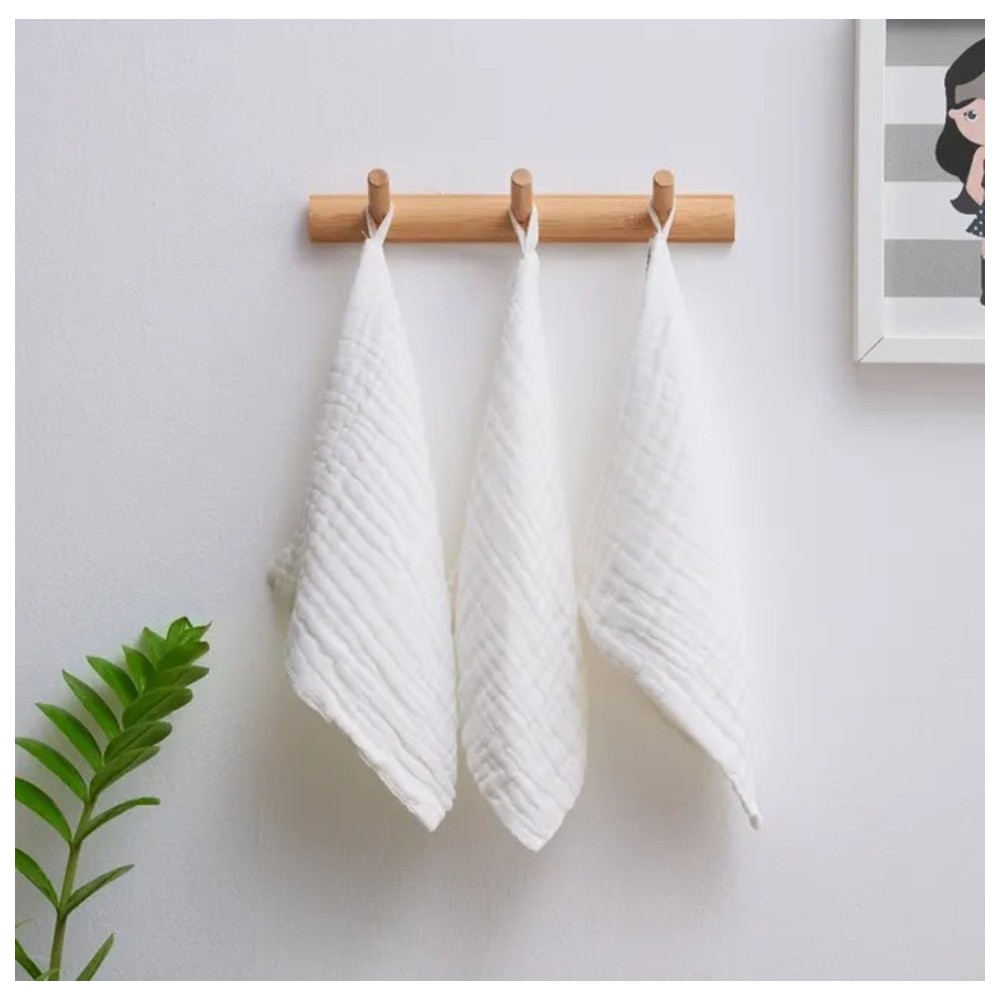 Anvi Baby - 100% Organic Cotton Muslin Face Cloth - White - 3 Pc Set