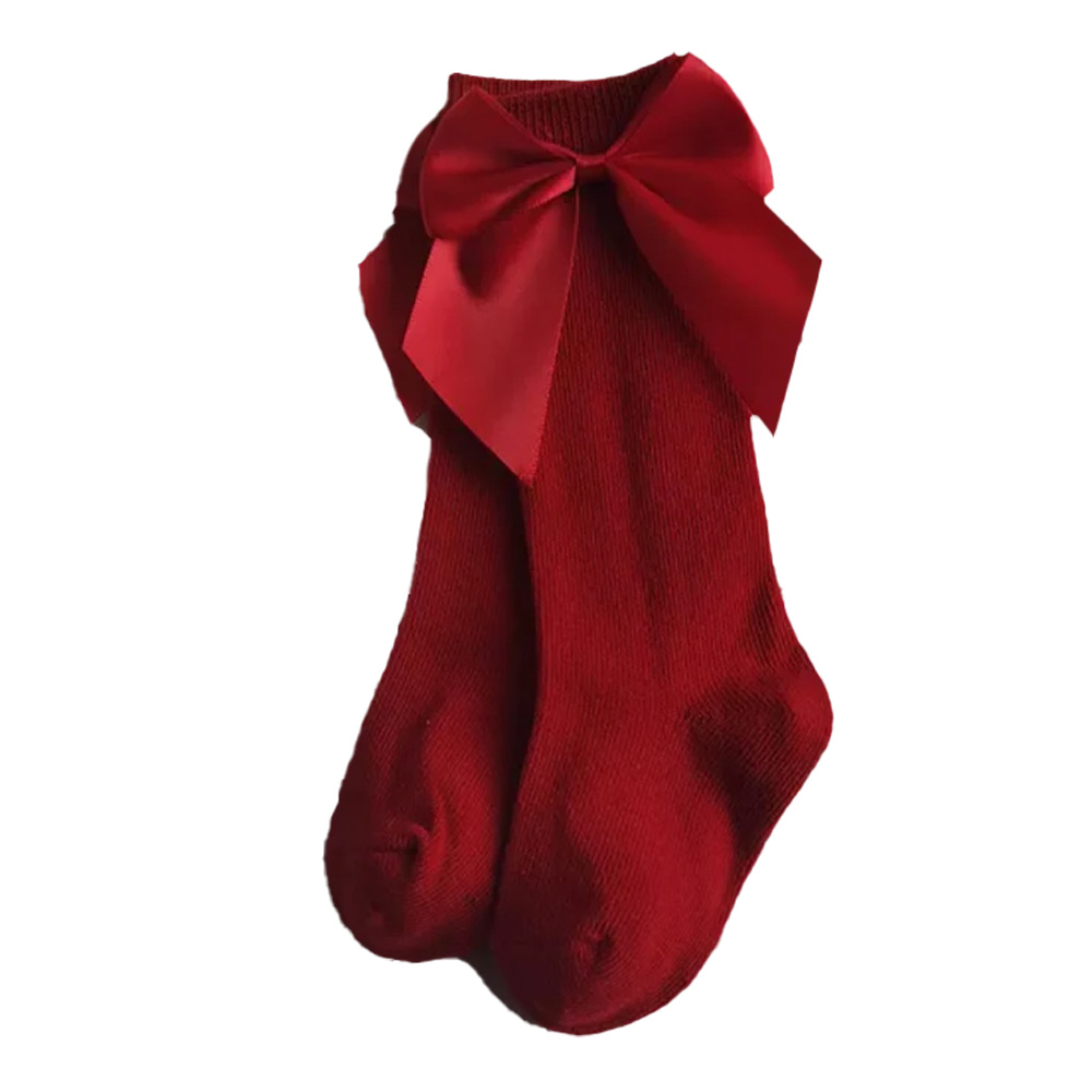 Maxims Velvet Bow Socks - Red