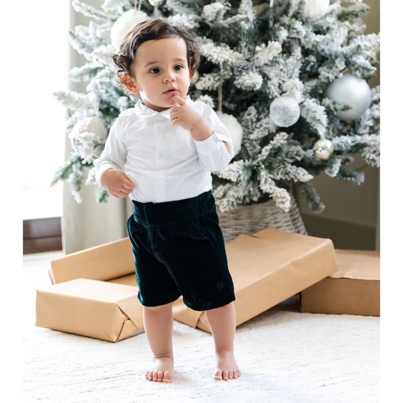 Maxims Velvet Christmas Shorts - Green