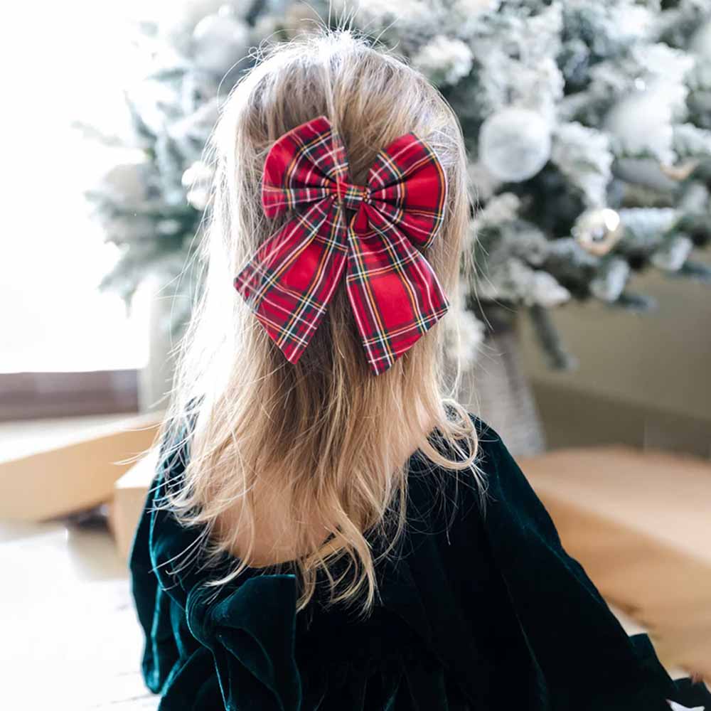 Maxims Tartan Plaid Cotton Hair Clip - Red