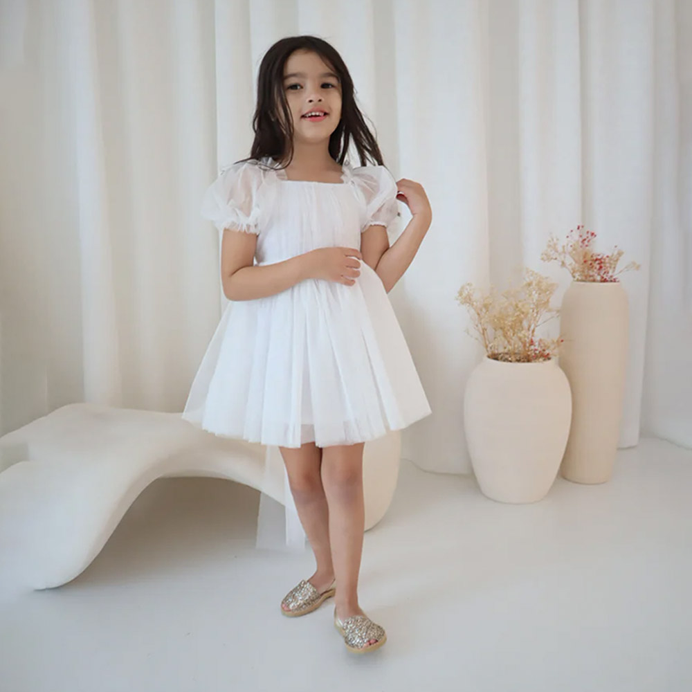 Maxims Christmas Princess Tuelle Dress/Onesie - White