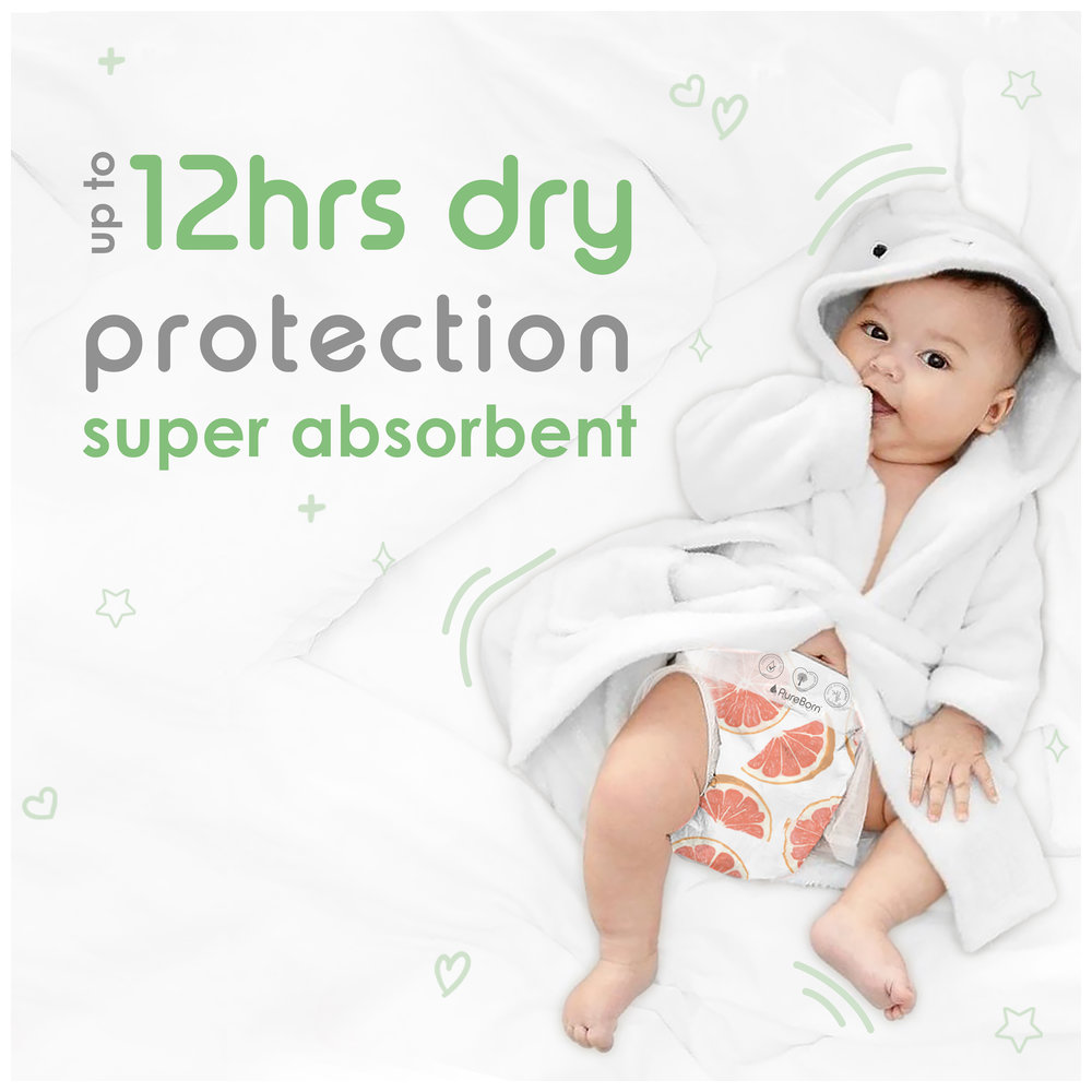 Pureborn - Nappies Master Pack - Size 1 - Pack of 136 - Design May Vary