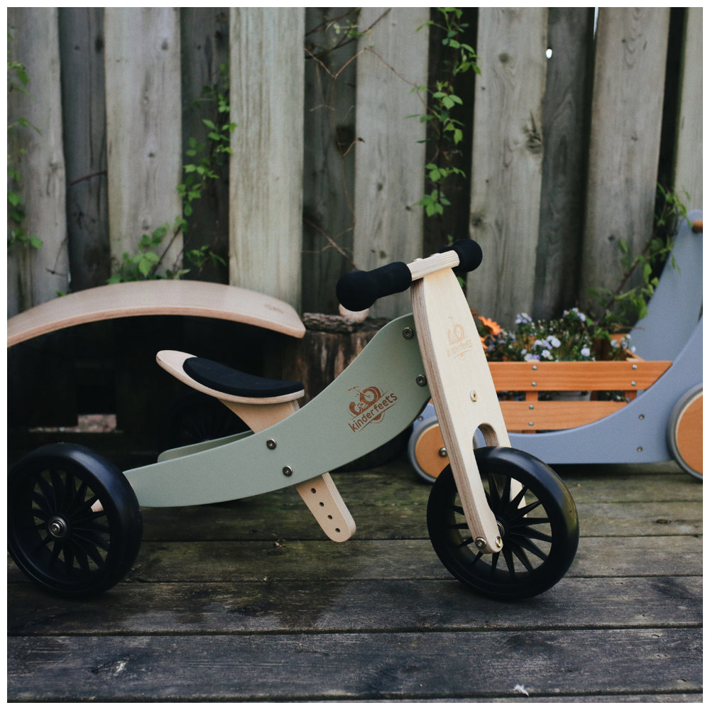 Kinderfeets - 2-in-1 Tiny Tot Tricycle & Bike - Silver Sage
