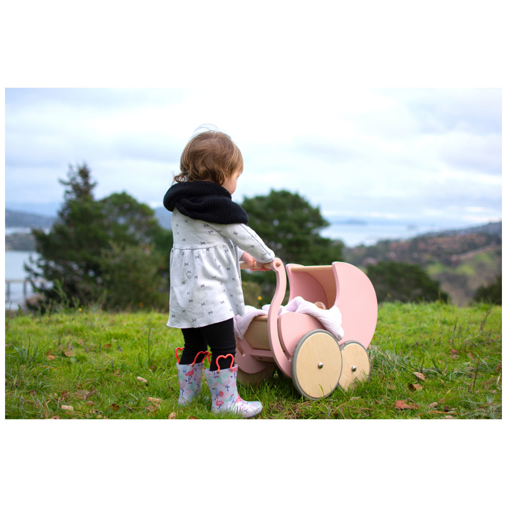 Kinderfeets - Wooden Pram & Walker - Rose