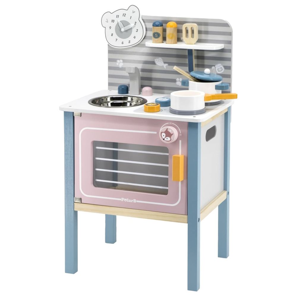 Viga - PolarB Wooden Kitchen Playset Roleplay Toy Utensils Oven Sink