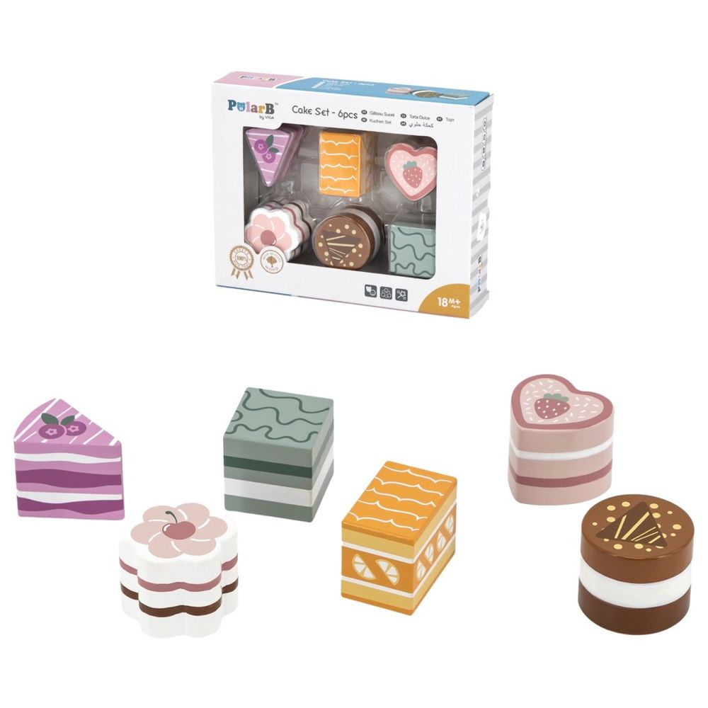 Viga - Wooden Polar Bear Cookies and Desserts Play Set - 6pcs