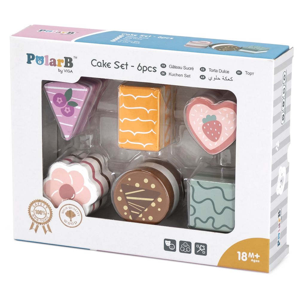 Viga - Wooden Polar Bear Cookies and Desserts Play Set - 6pcs