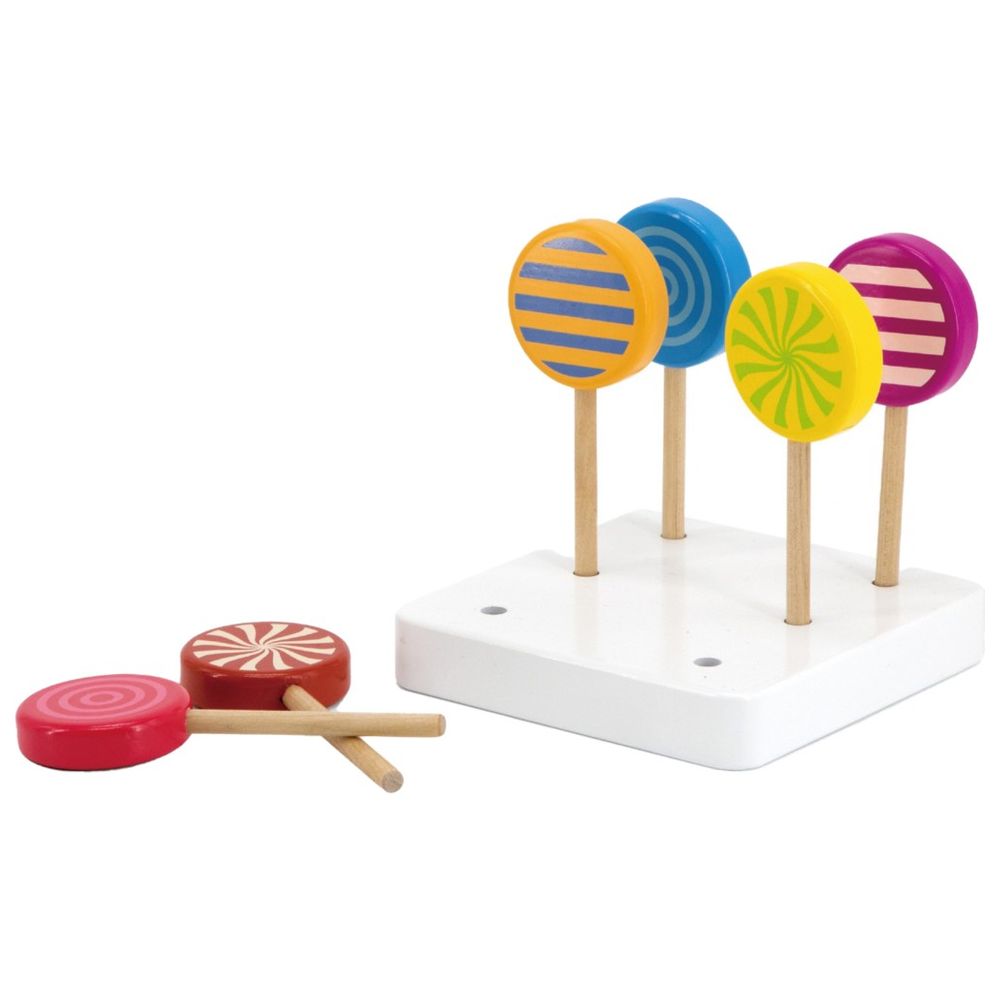 Viga - Wooden Lollipop Roleplay Toy Set with Stand - 6pcs