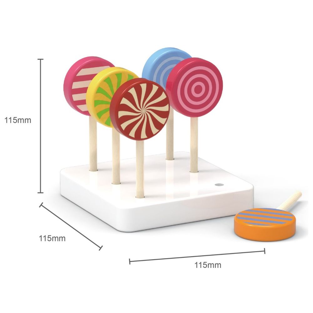 Viga - Wooden Lollipop Roleplay Toy Set with Stand - 6pcs