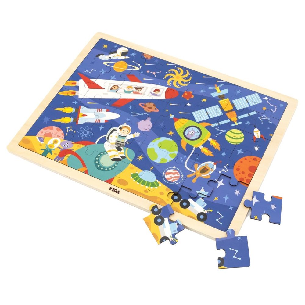 Viga - Space Jigsaw Puzzle Montessori Wooden Educational Toy - 48pcs