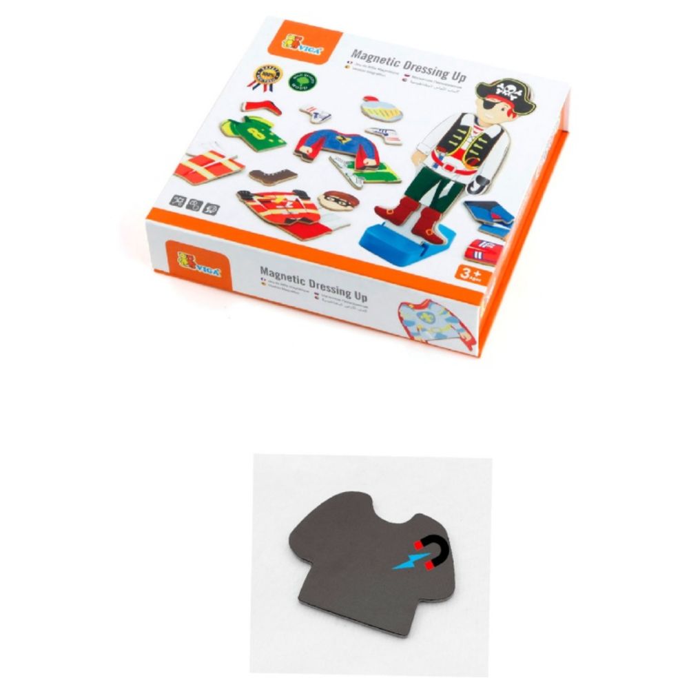 Viga - Wooden Magnetic Dress Up Boy 8 Outfits with Stand Educational Pretend Play