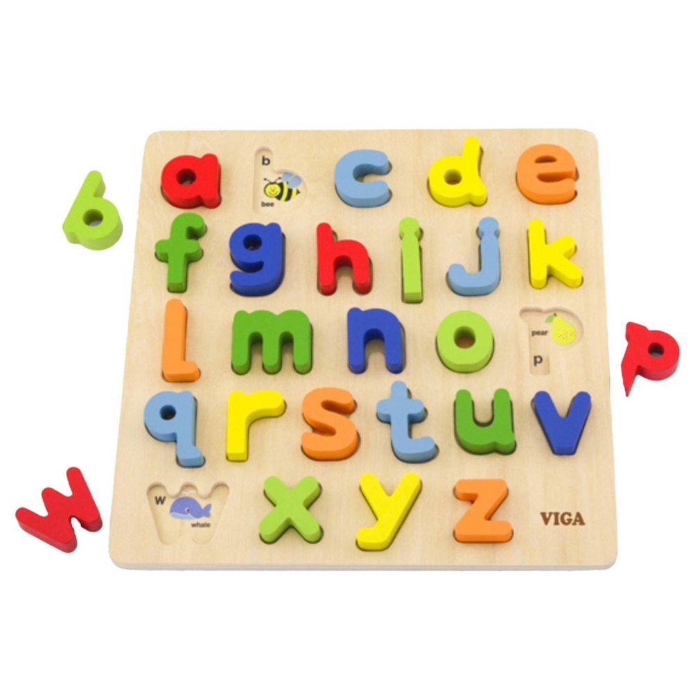 Viga - Lowercase Alphabets Block Puzzle Montessori Wooden Toy - 26pcs