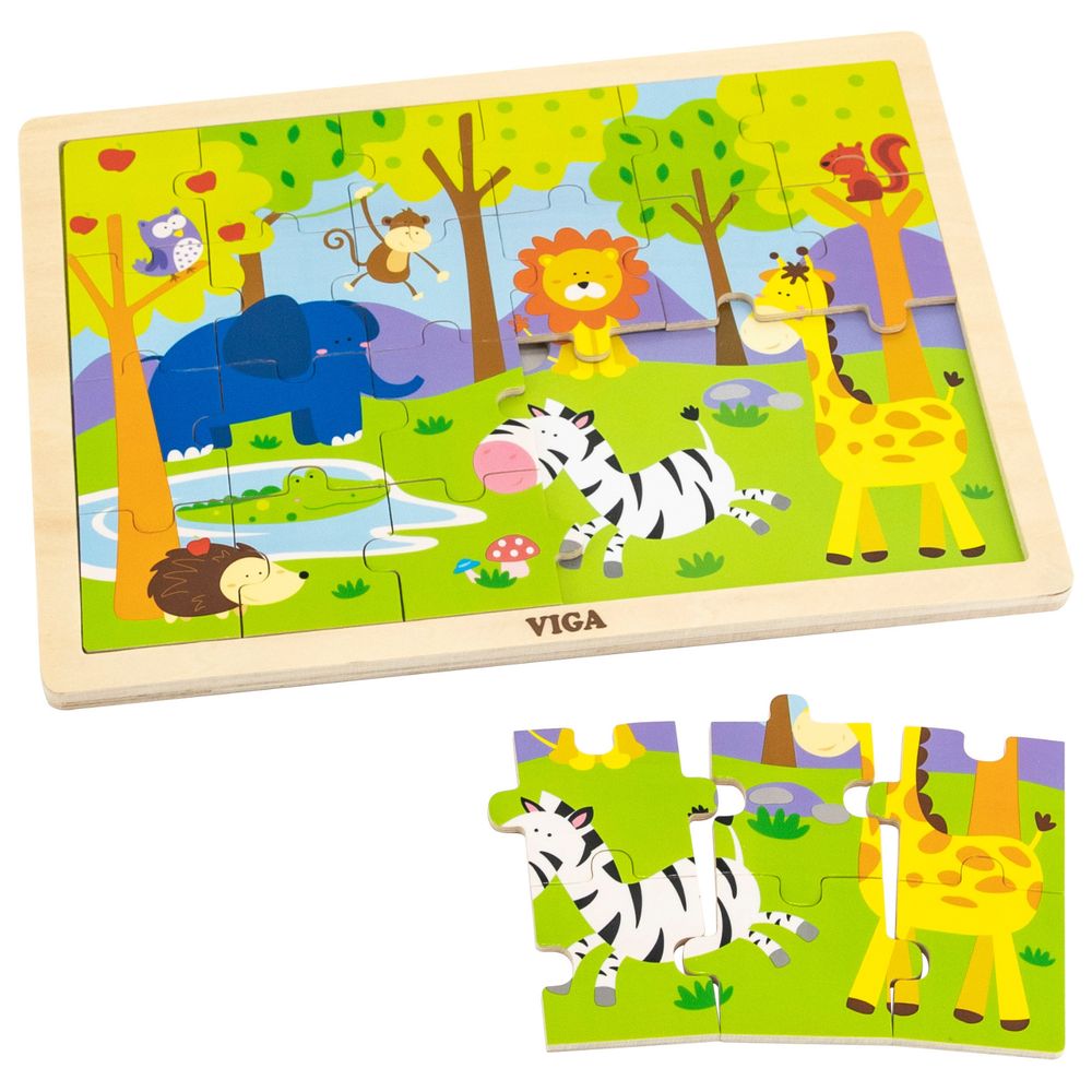 Viga - Safari Jigsaw Puzzle - 24pcs Wooden Toy