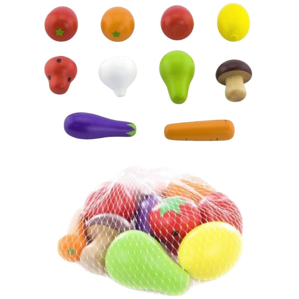 Viga - Wooden Vegetable and Fruit Set - 10pcs Pretend Play Food Toy