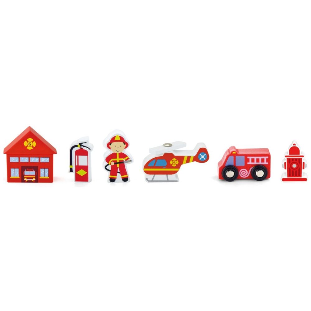 Viga - Fire Station Figure Set Train Accessory Firefighter Helicopter Truck