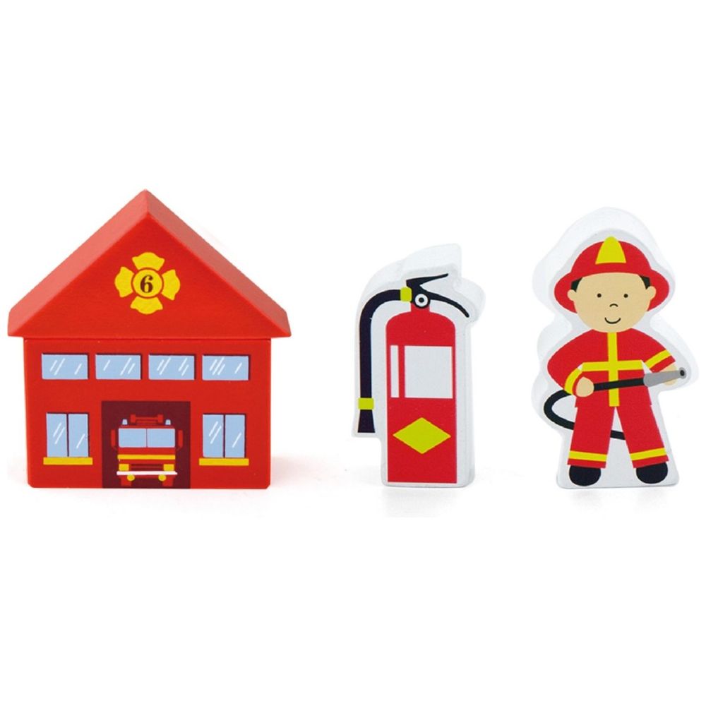 Viga - Fire Station Figure Set Train Accessory Firefighter Helicopter Truck