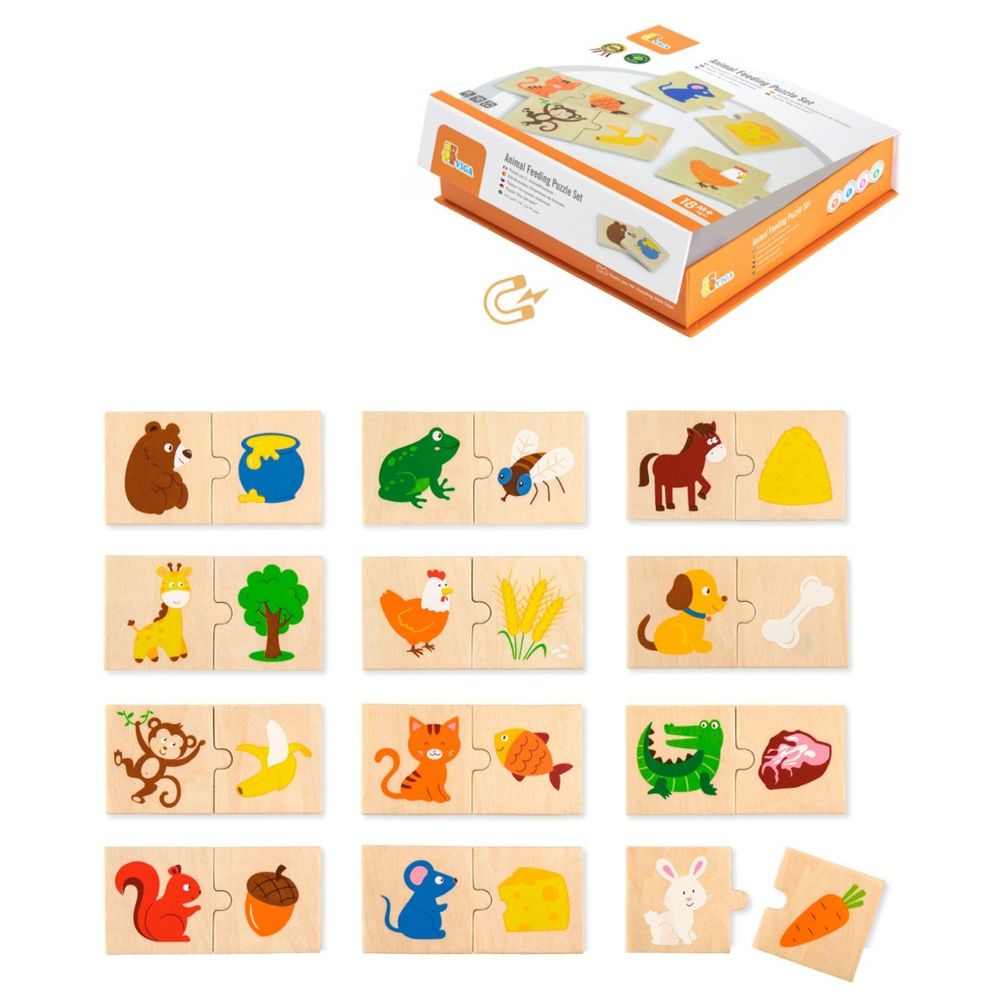 Viga - Animal Feeding Mix & Match Puzzle - 12pcs