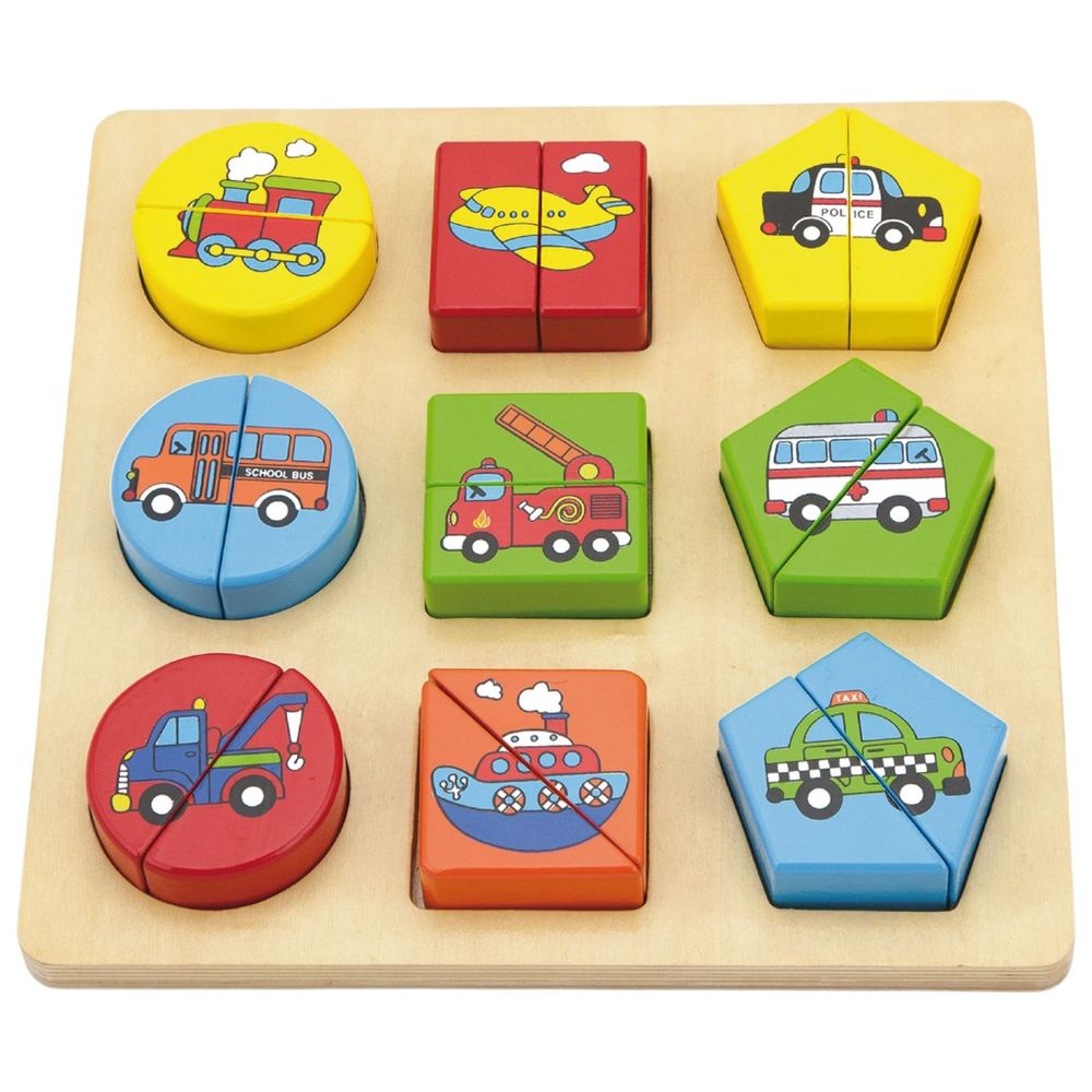 Viga - Vehicles & Shapes Block Puzzle - 18pcs
