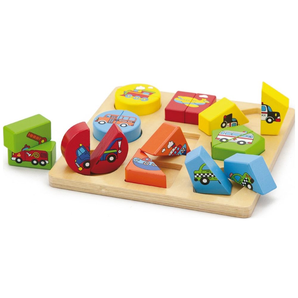 Viga - Vehicles & Shapes Block Puzzle - 18pcs