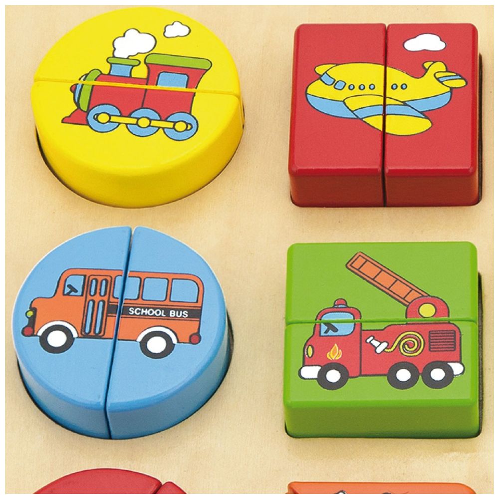 Viga - Vehicles & Shapes Block Puzzle - 18pcs