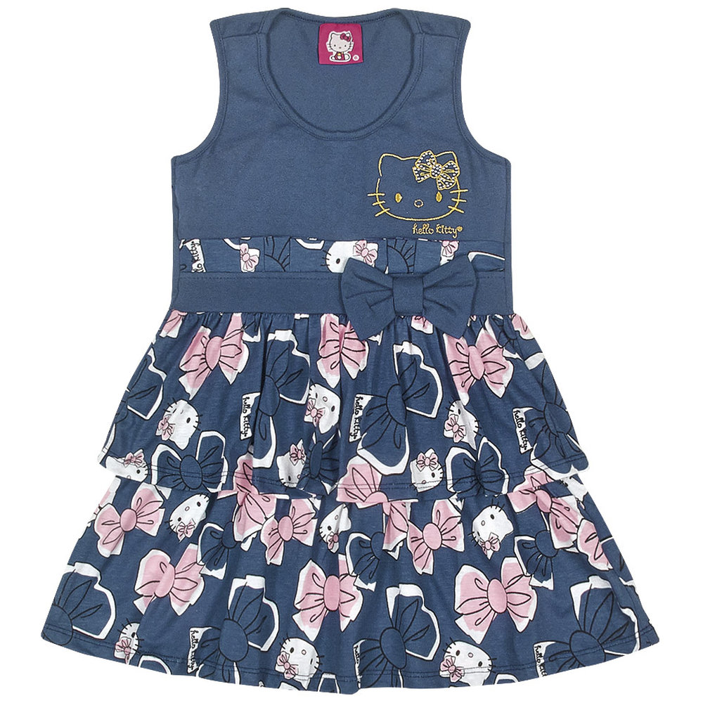 Hello Kitty By Pynkiss Milano Light Cotton Dress - Navy Blue
