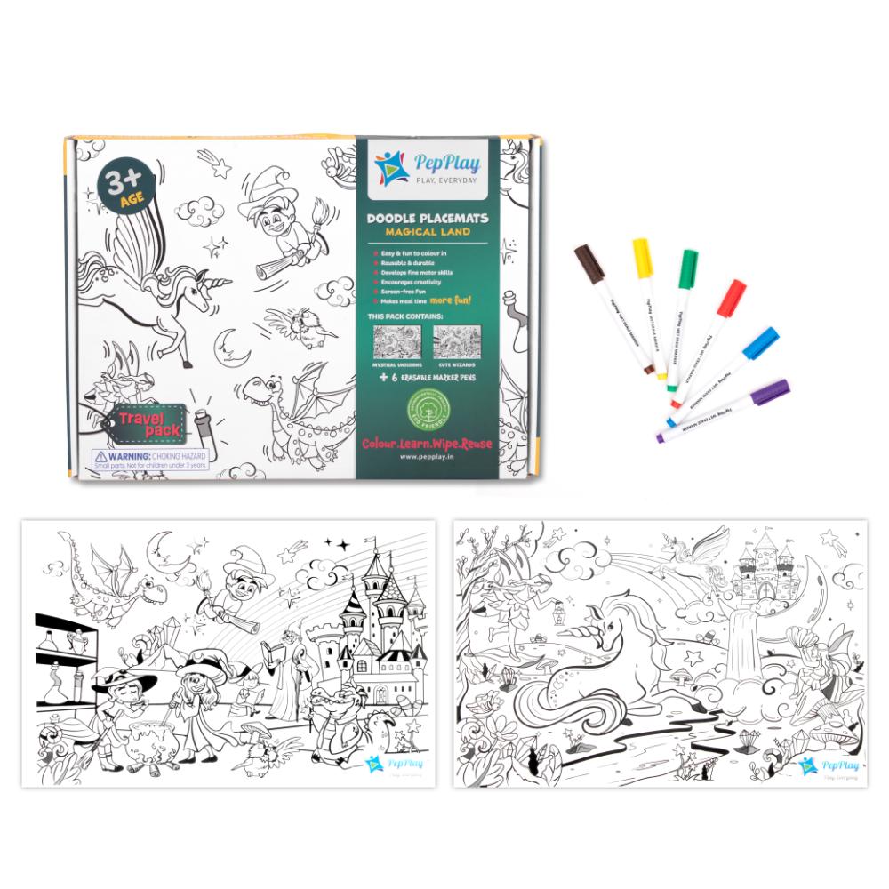 Pepplay - Magical Land Doodle Placemats - 8 Pcs