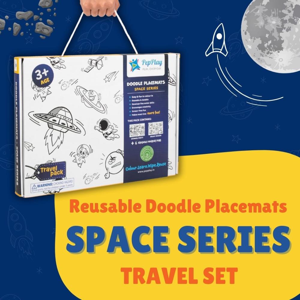 Pepplay - Space Series Doodle Placemats - 8 Pcs