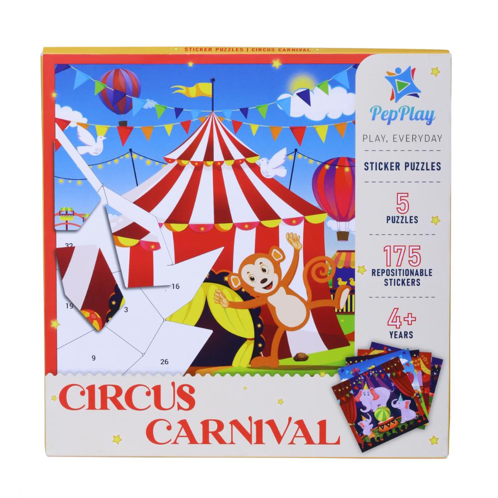 Pepplay - Circus Carnival Educational Sticker Puzzle - 5 Puzzles