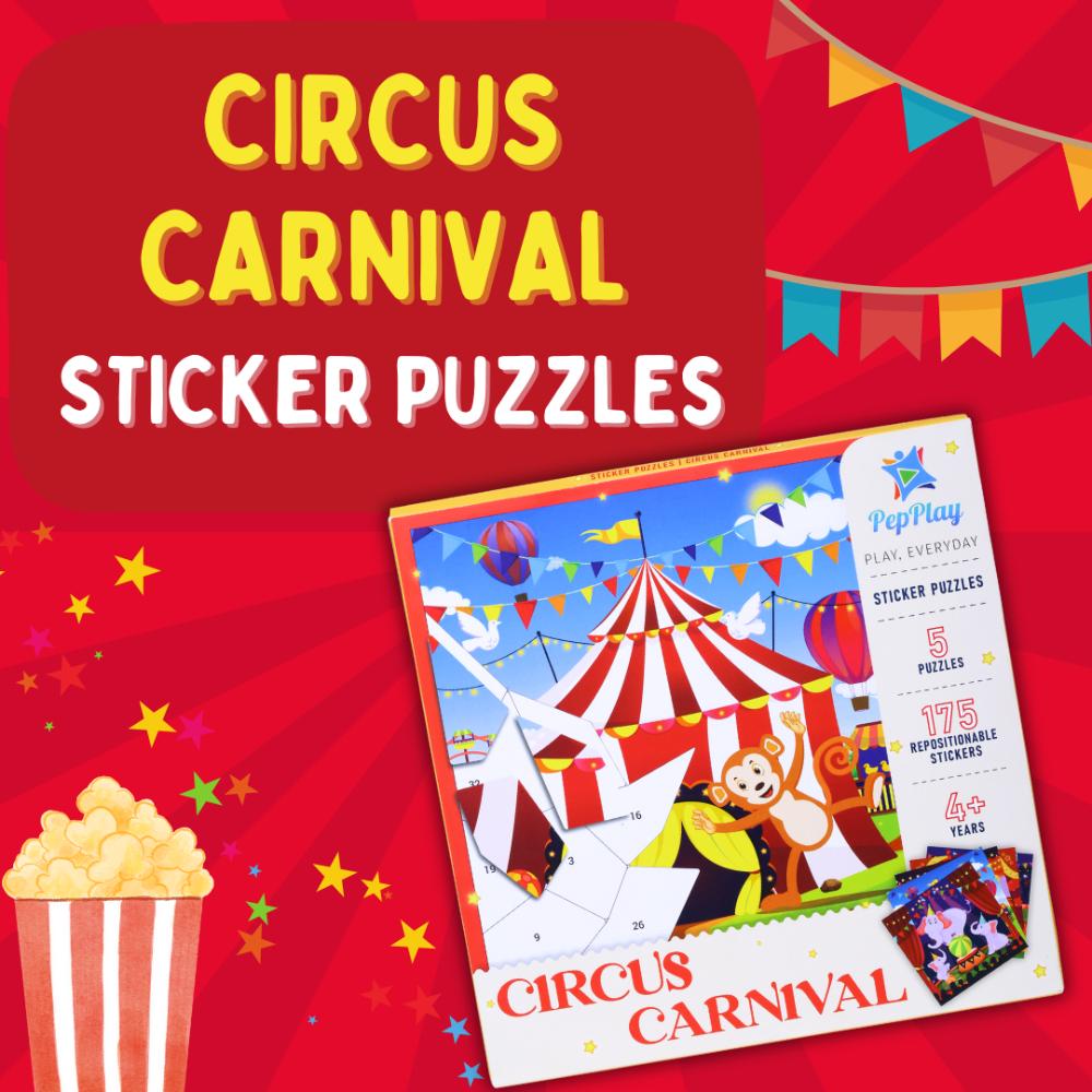 Pepplay - Circus Carnival Educational Sticker Puzzle - 5 Puzzles