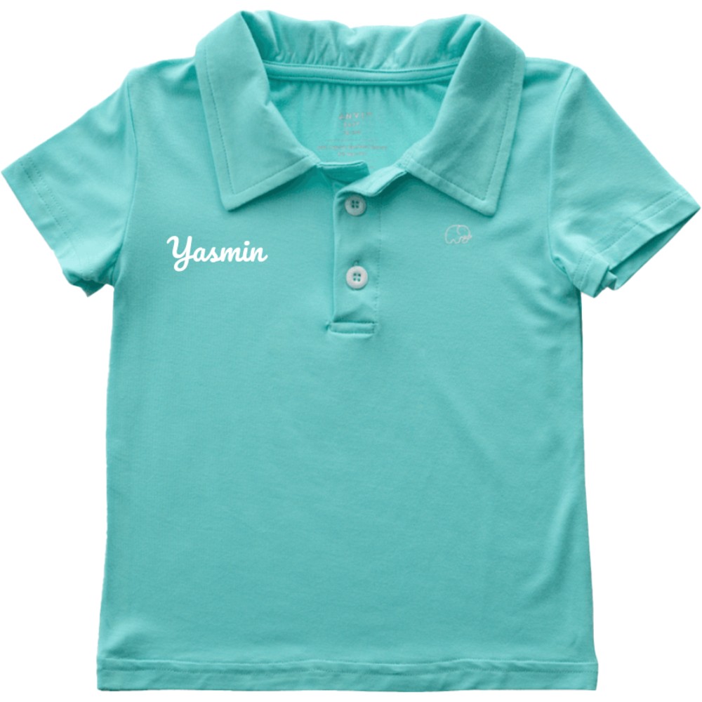 Anvi Baby - Personalized Boy's Short Sleeves Polo T-Shirt - Aqua Blue_4T