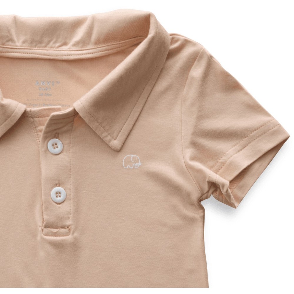Anvi Baby - Personalized Girl's Short Sleeves Polo T-Shirt - Coral Peach_4T