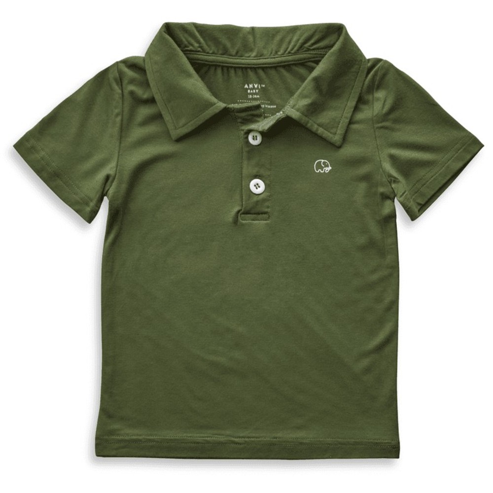 Anvi Baby - Personalized Short Sleeves Polo T-Shirt - Dark Green_4T