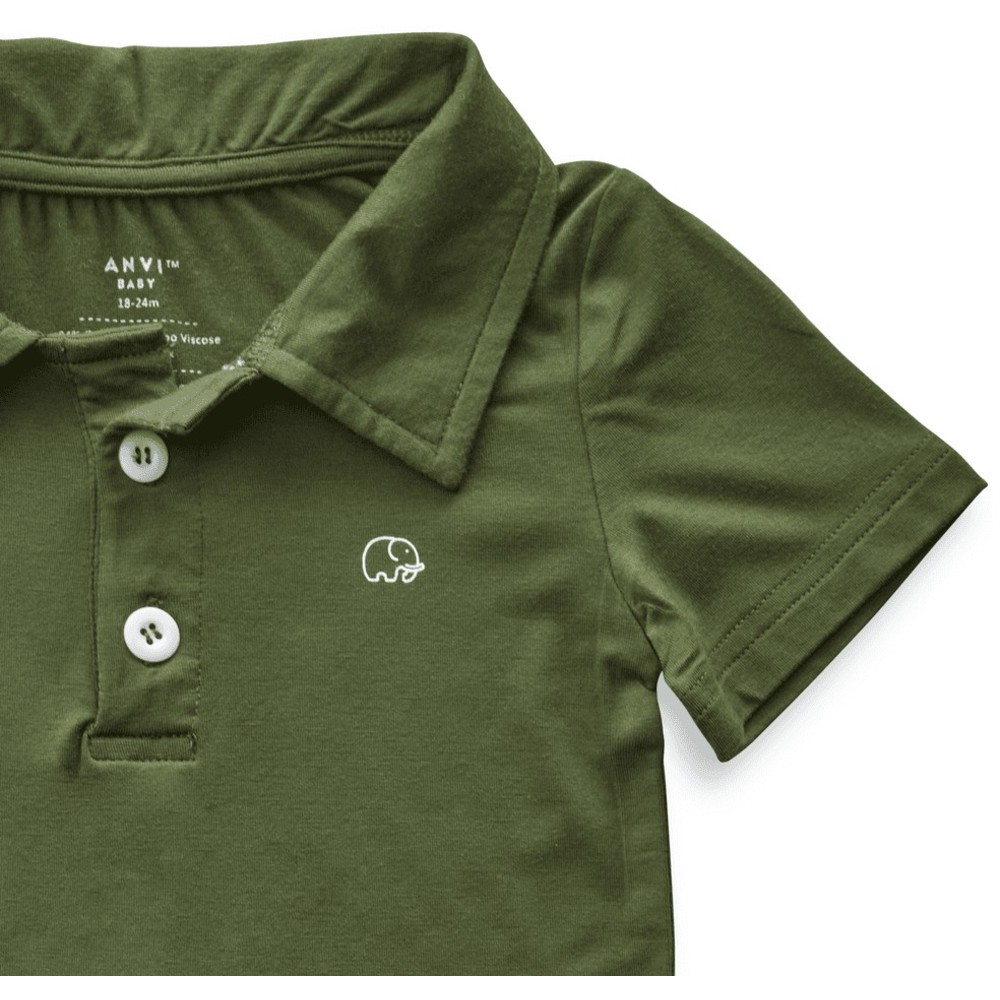 Anvi Baby - Personalized Short Sleeves Polo T-Shirt - Dark Green_4T