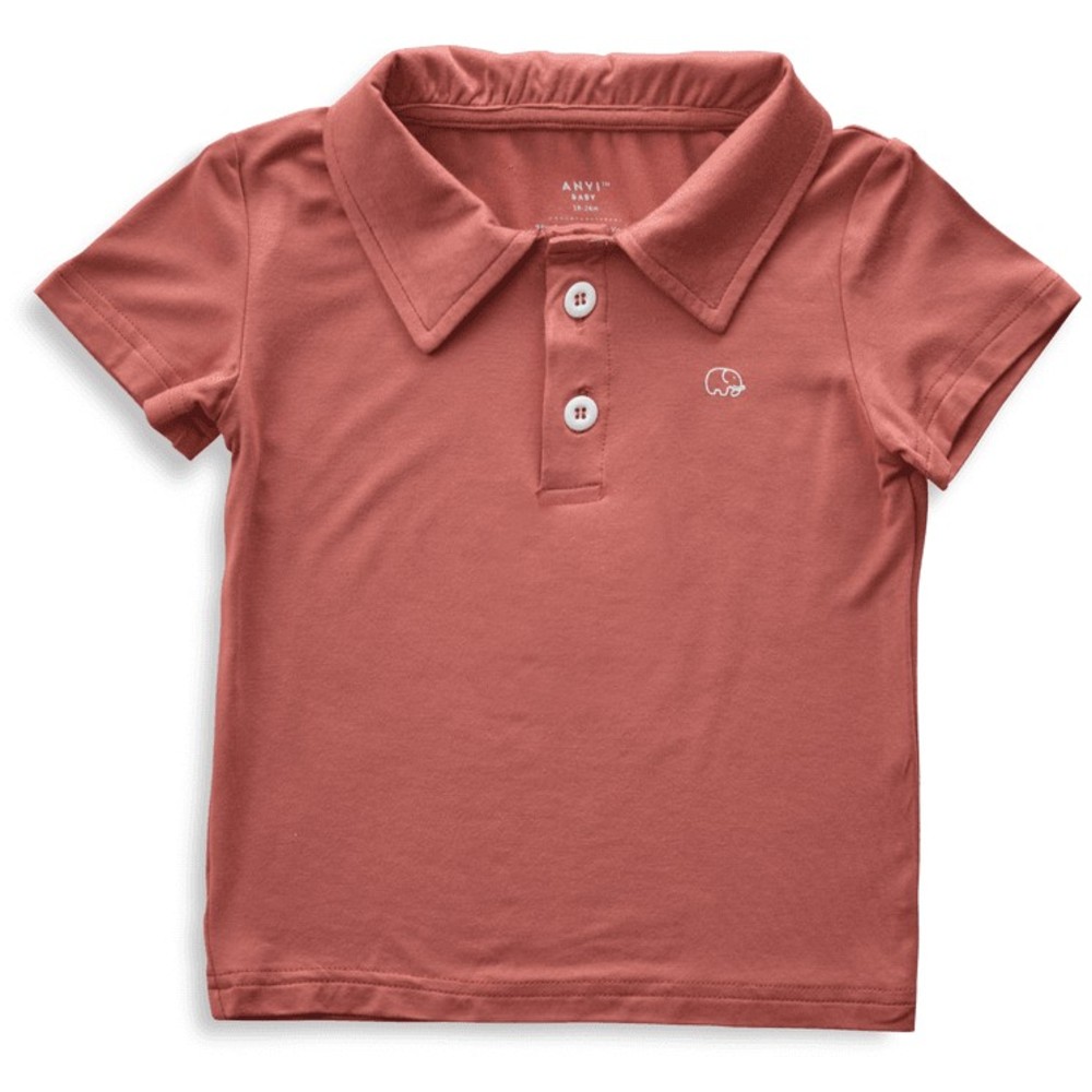Anvi Baby - Personalized Short Sleeves Polo T-Shirt - Maroon_4T